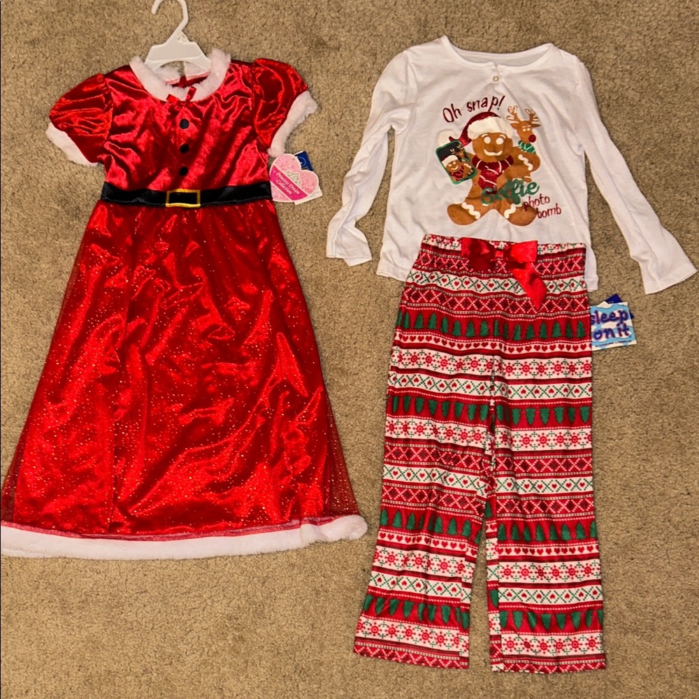 Sleep On It Red Santa Dress and Holiday Pajama Set